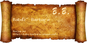 Babó Barbara névjegykártya